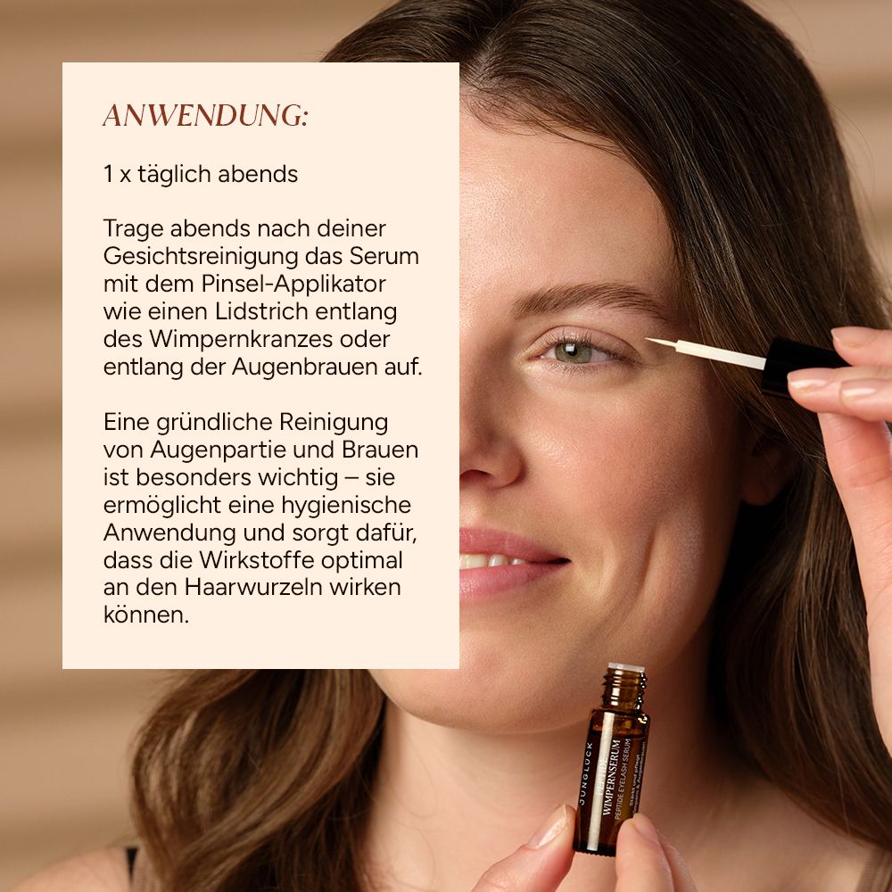 JUNGLÜCK Peptide Wimpernserum - Für lange und dichte Wimpern & schöne Augenbrauen, ohne Hormone