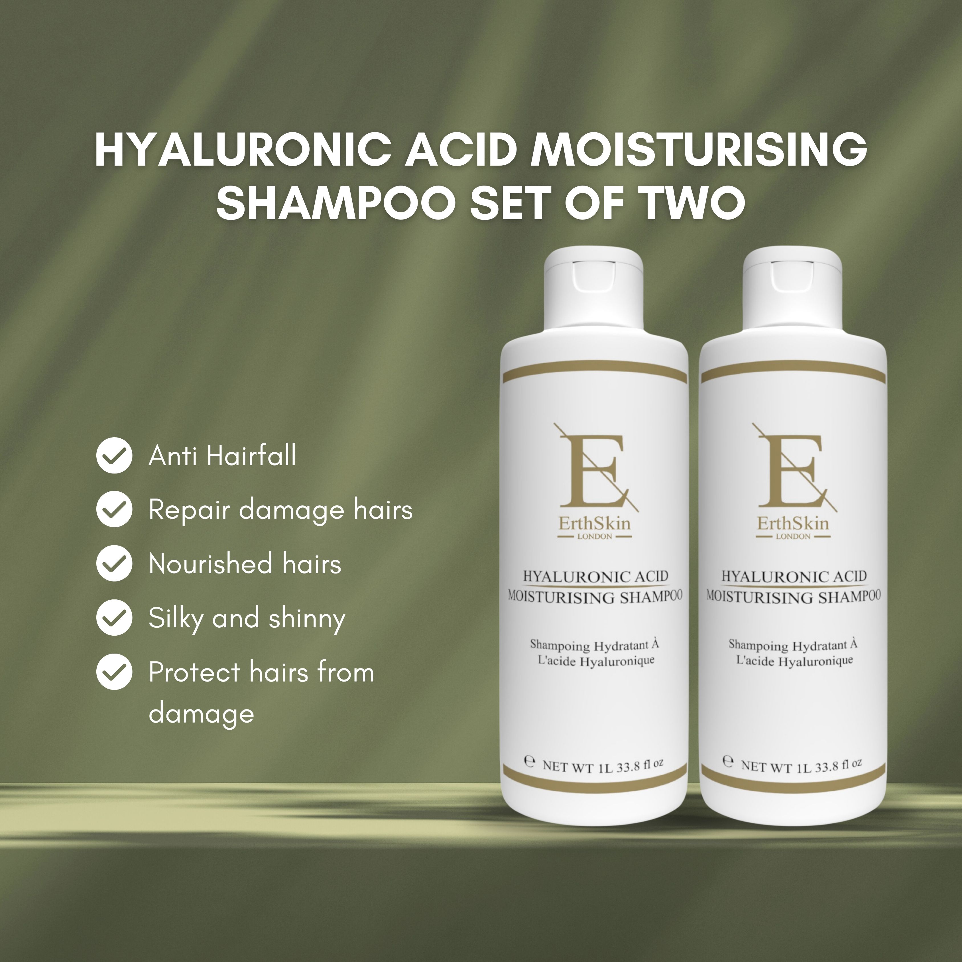 ErthSkin London  feuchtigkeitsspendendes Hyaluronsäure Shampoo set