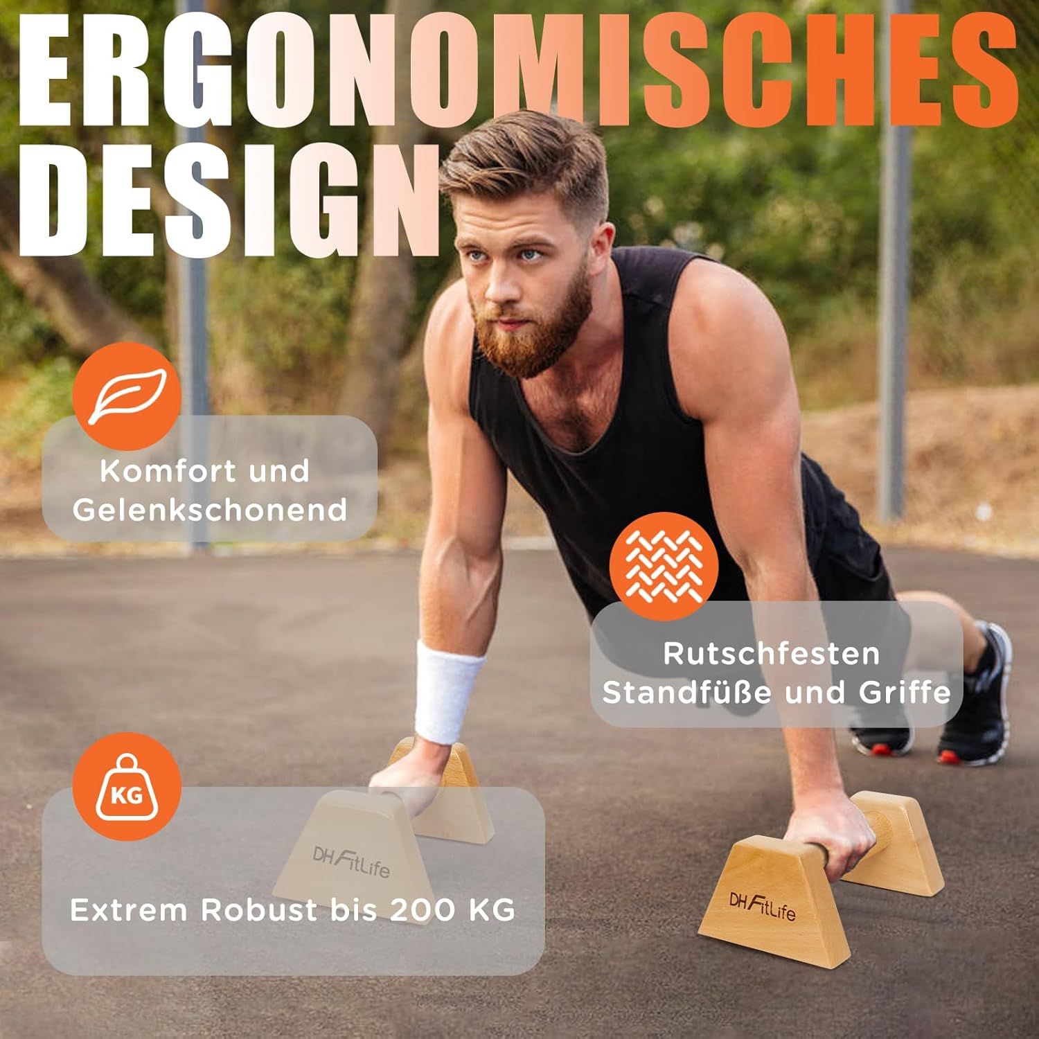 DH FitLife Liegestützgriffe aus Holz