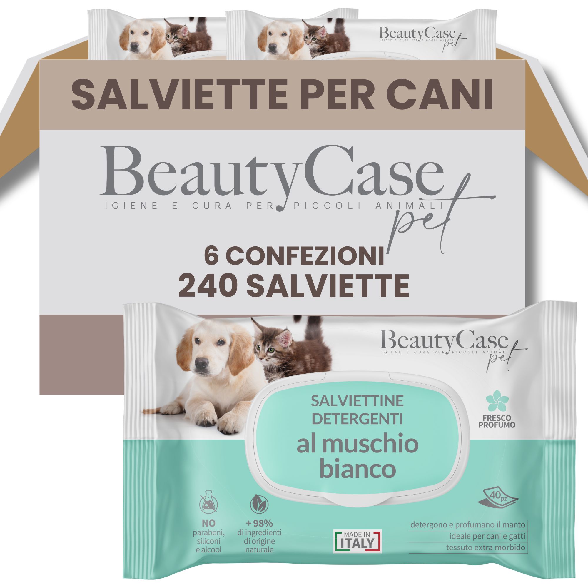 Salviette Detergenti Animali al Muschio Bianco