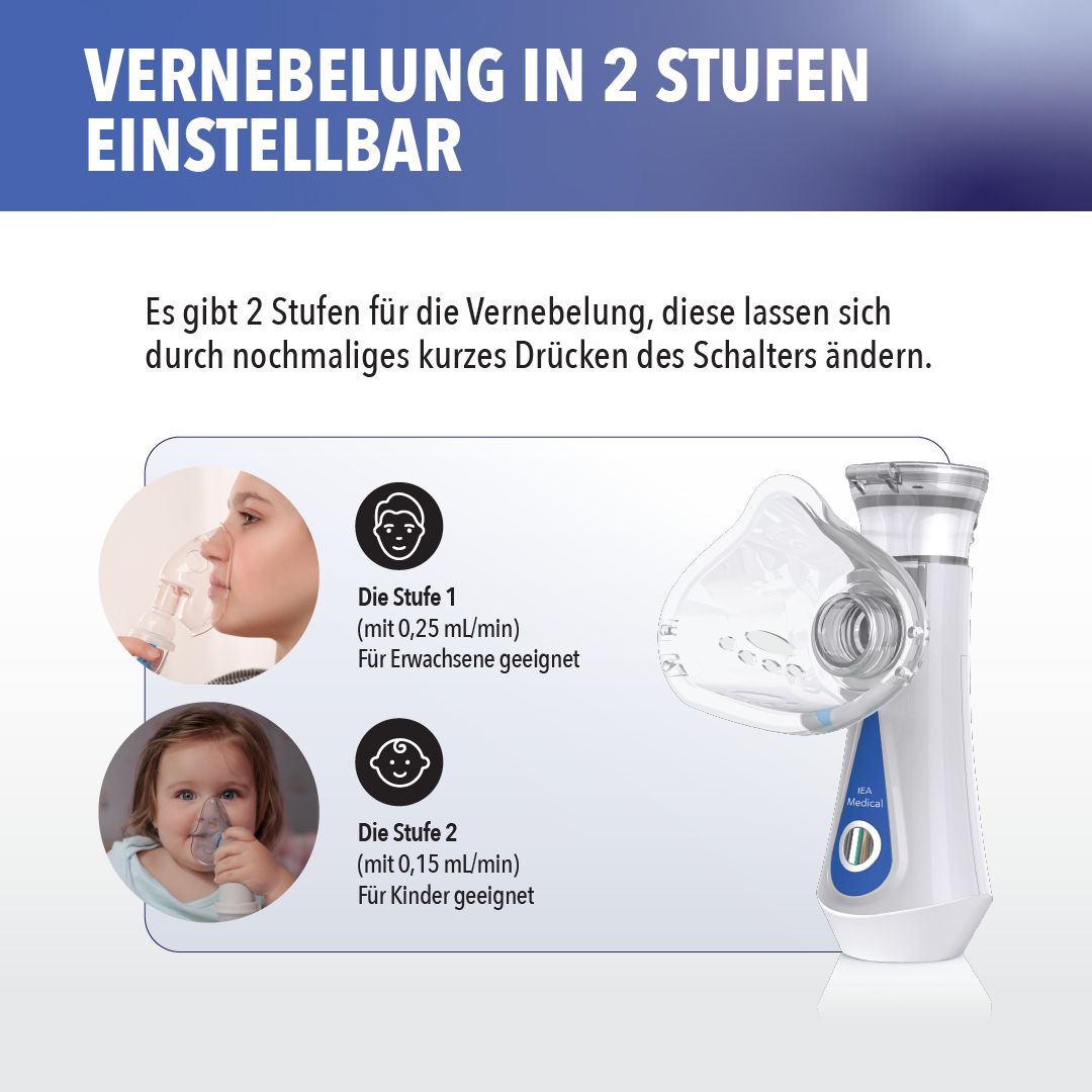 IEA Medical mobiles Inhalationsgerät, Inhalator, Vernebler, Inhaliergerät Kinder und Erwachsene