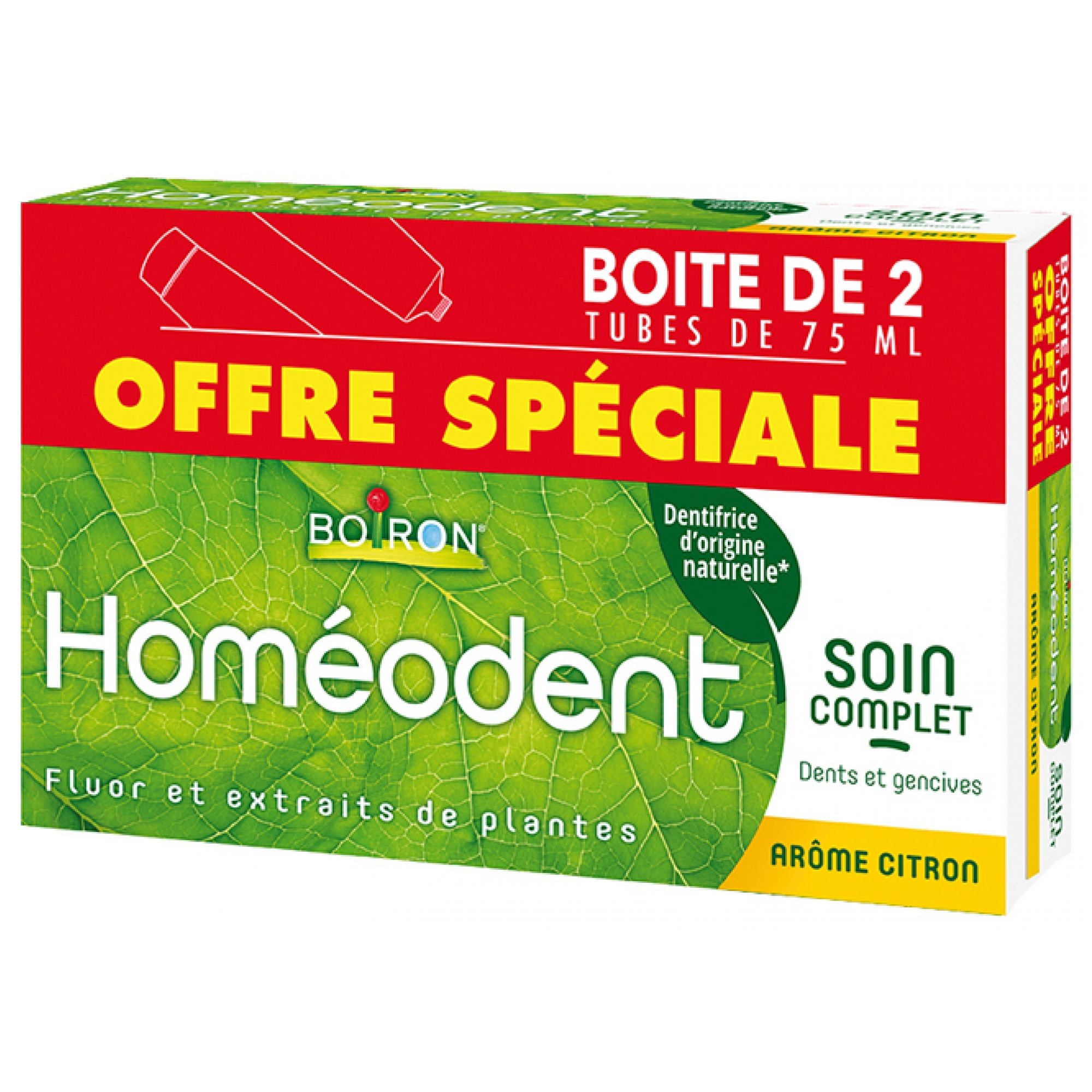 Boiron Homeodent Zahn- und Zahnfleischpflege 2 x 75 ml (Aroma: Zitrone) 18x9,5x3,5 cm