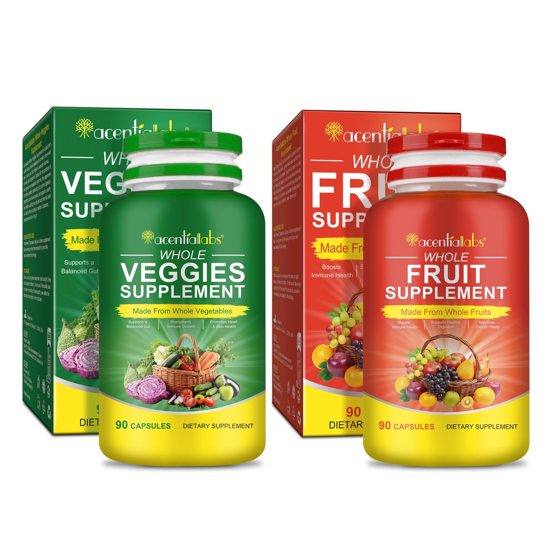 Acentiallabs Set di capsule multivitaminiche a base di frutta e verdura (Superfood vegetali)