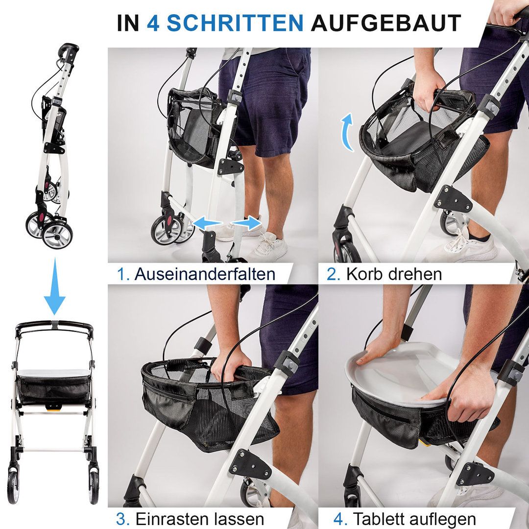 Casa Rollator schmal für Wohnung & Innenbereich Weiß