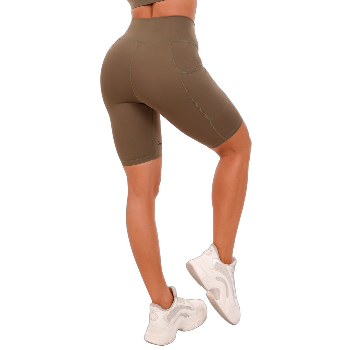 GymBeam Biker Shorts Damen Slim mit Taschen in Oliv
