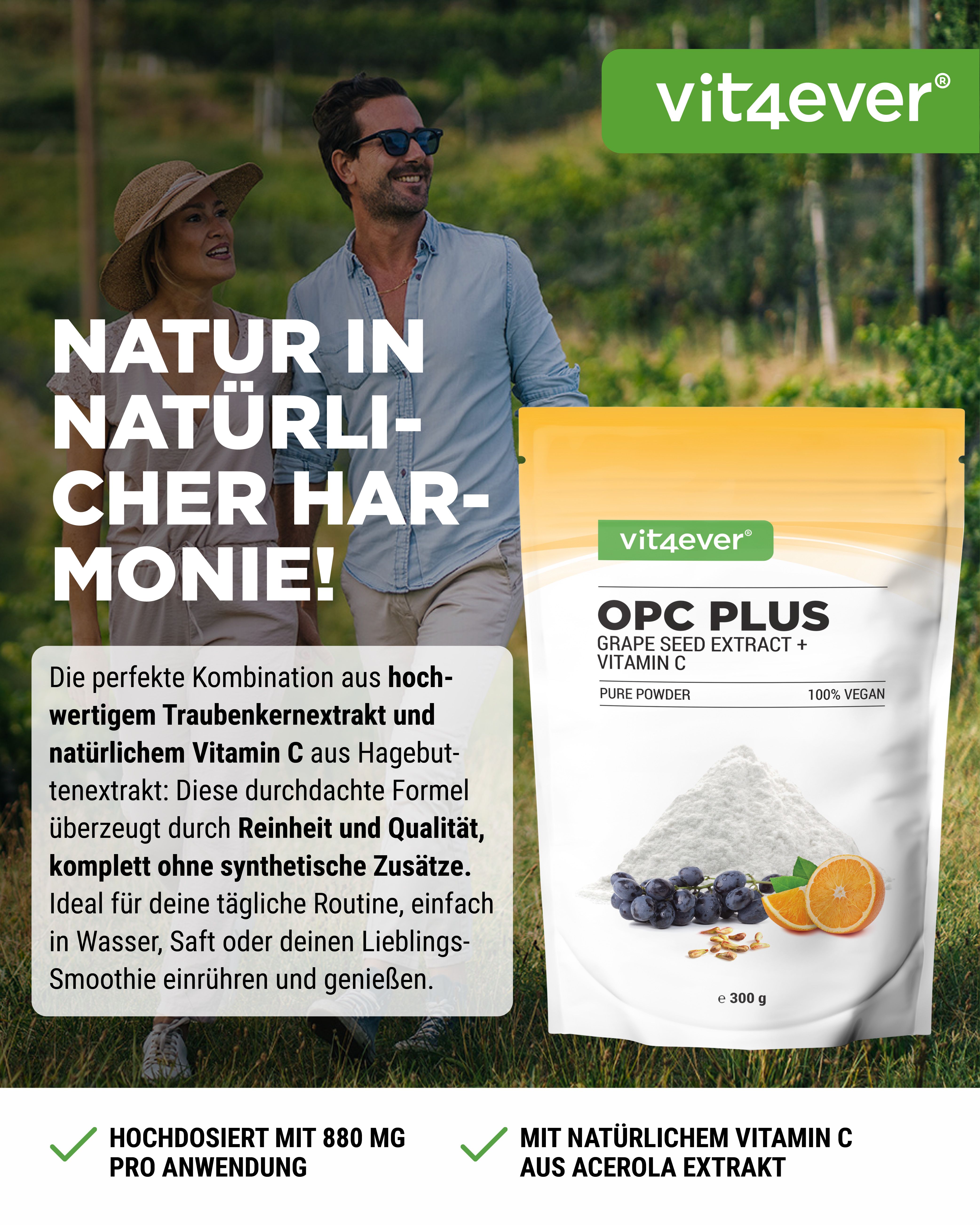 vit4ever OPC Traubenkernextrakt + Vitamin C Pulver