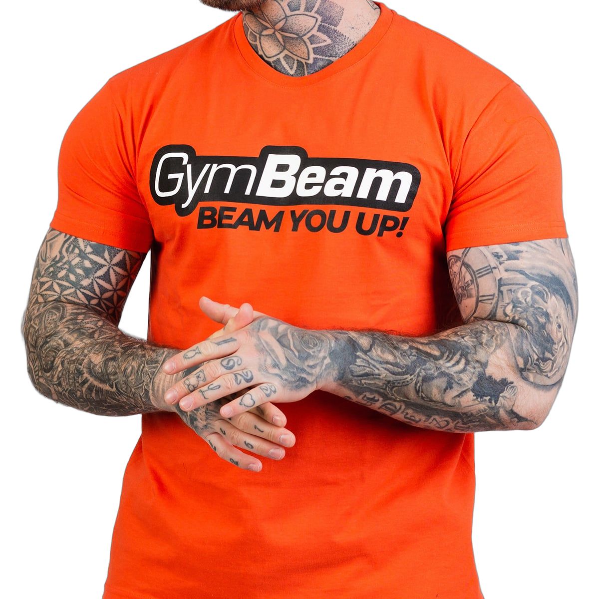 GymBeam T-Shirt Herren regular Kurzarm aus Baumwolle in Orange
