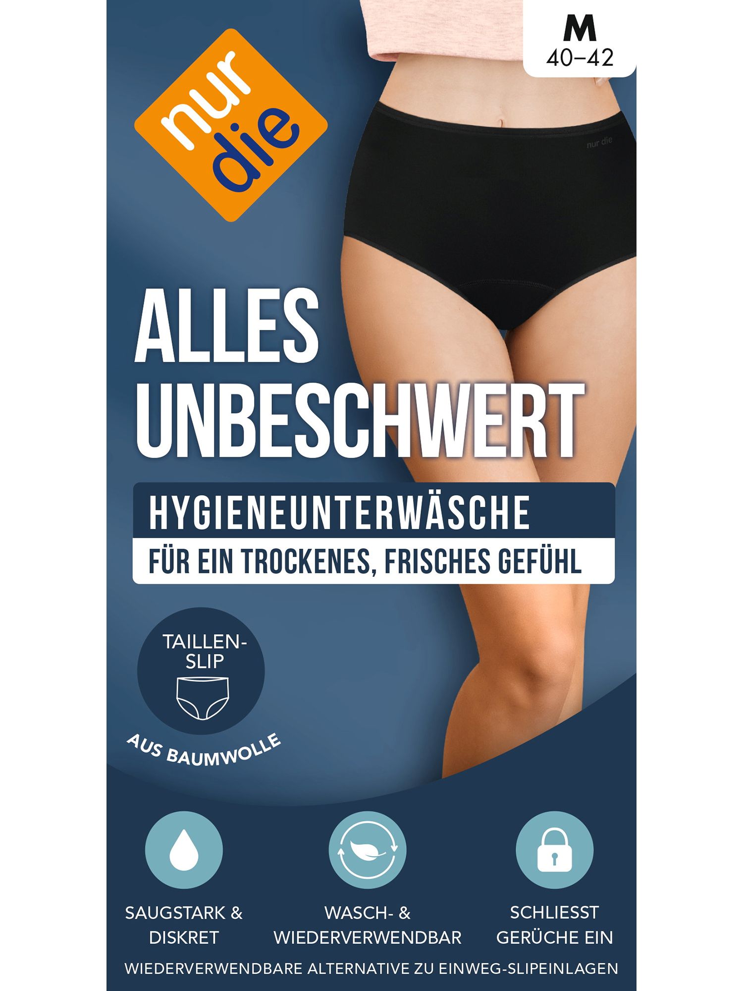 NUR DIE Hygienewäsche Alles Unbeschwert Taillenslip - schwarz - Größe 36-38