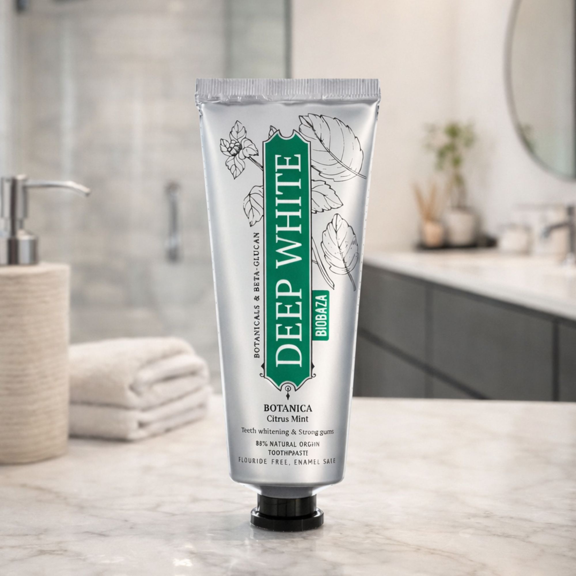 BIOBAZA Deep White Botanica Natürliche Zahnaufhellungs-Zahnpasta