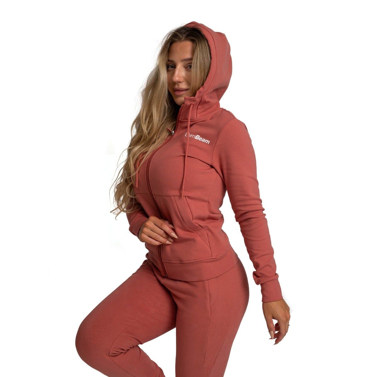 GymBeam Hoodie Damen Regular mit Reißverschluss und Kapuze Limitless Cinnamon