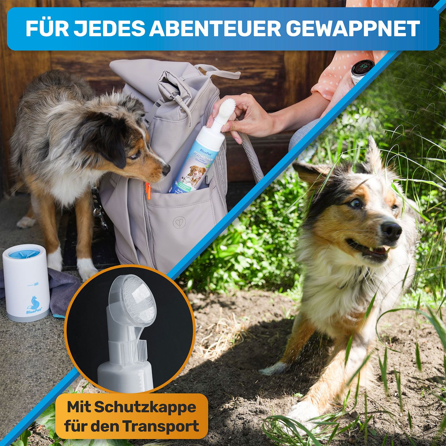 BluePet Pfotenschaum sanfter Pfotenreiniger für Hunde & Katzen