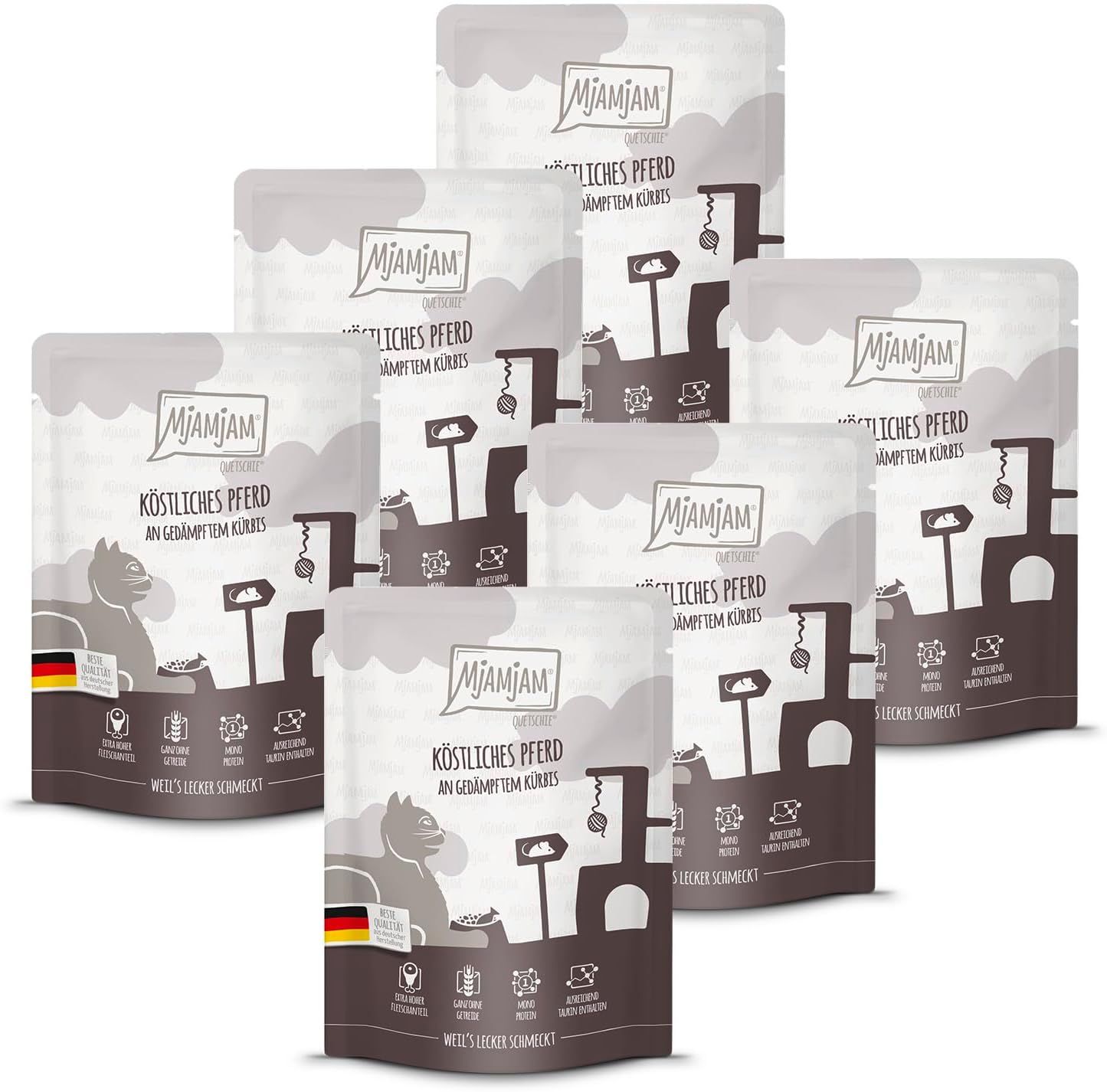 MjAMjAM - Quetschie köstliches Pferd an gedämpftem Kürbis 6x300 g Futter