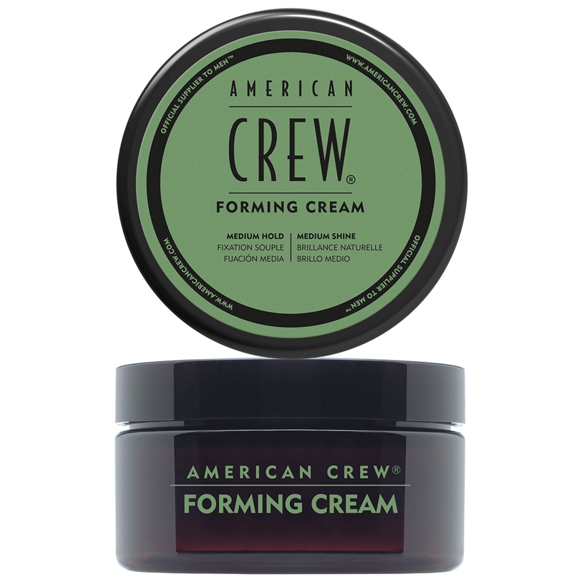 American Crew Forming Cream in grünem Tiegel. Mittlerer Halt, mittlerer Glanz.