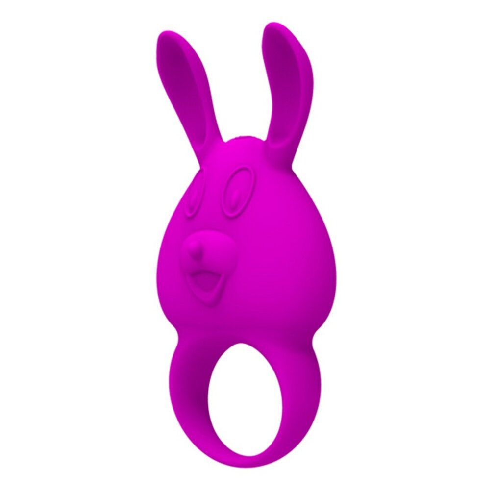 Lila Hasen-Vibrator mit Ohren und einem Ring.