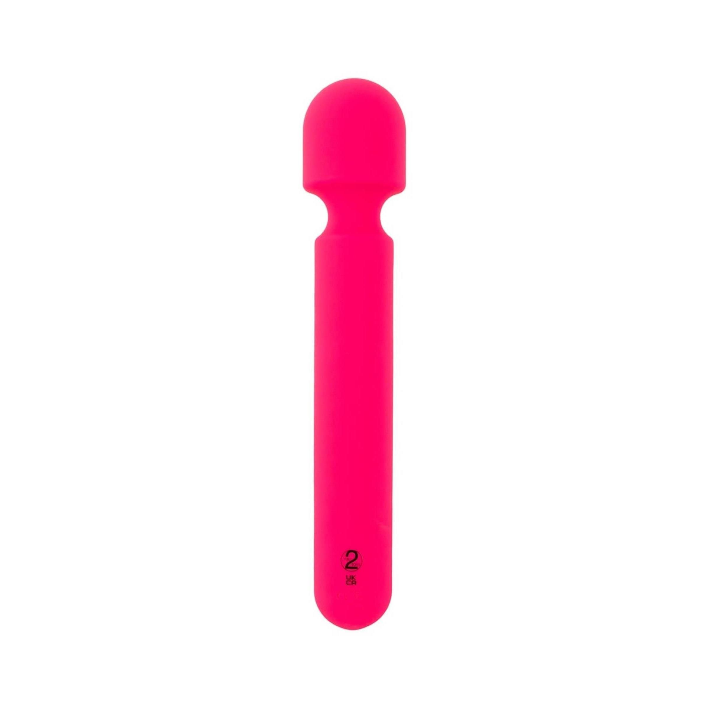 Pinkfarbener Vibrator mit rundem Kopf und langem Griff. Am Ende des Griffs ist die Zahl 2 eingraviert.