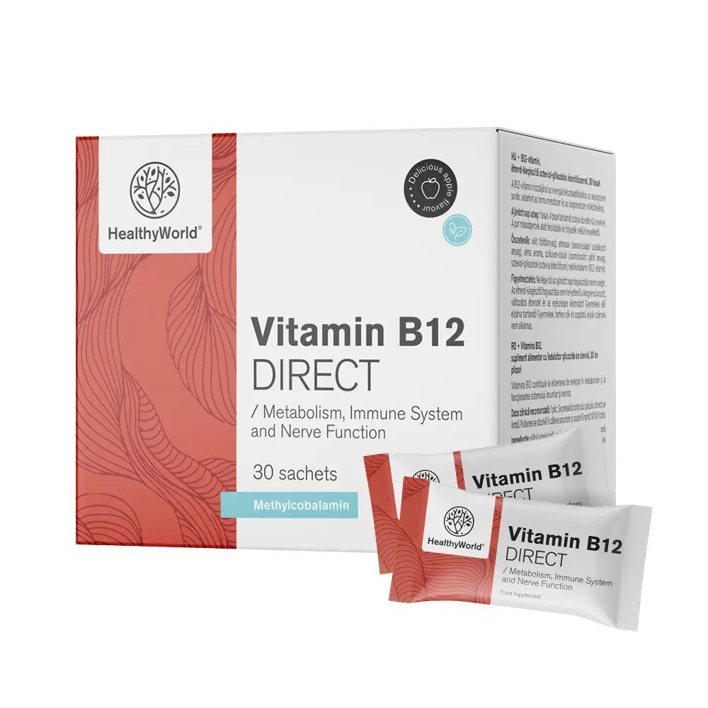 HealthyWorld Vitamina B12 DIRECT 1000 µg – Stick in polvere al gusto mela