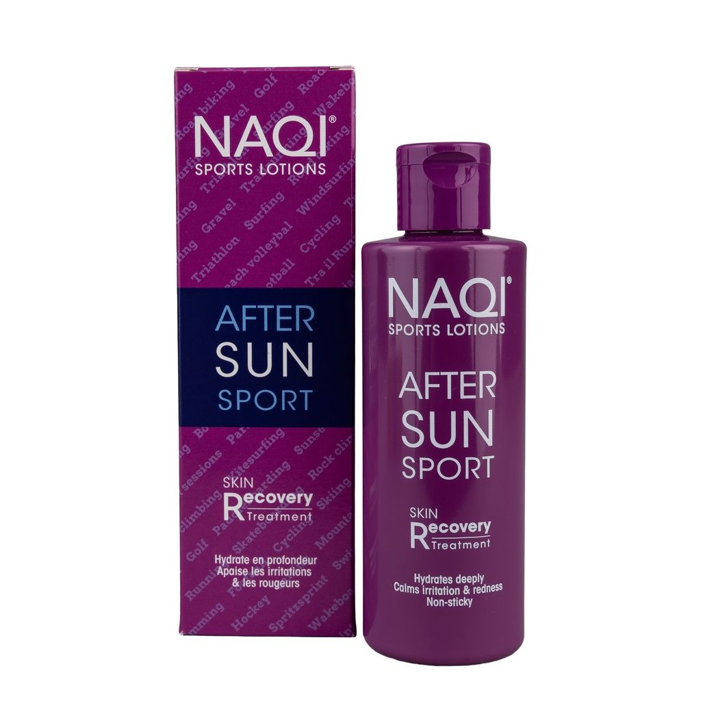 NAQI After Sun Sport Flasche und Karton.