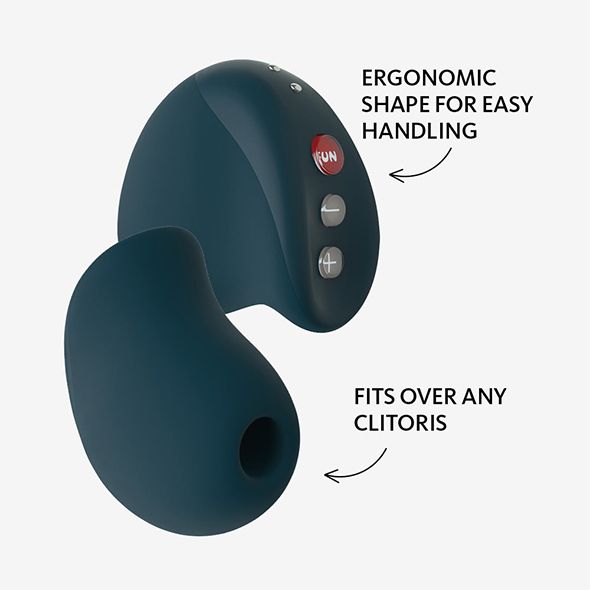 Velvet Green Sauger-Spielzeug, geteilt. Ergonomische Form. Mit Tasten: Fun, +, -.