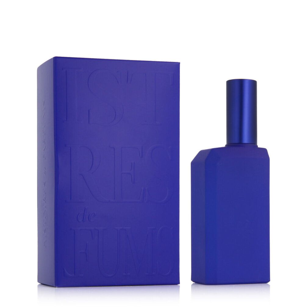 Blaue Eau de Parfum Flasche und Box mit geprägtem Markennamen.