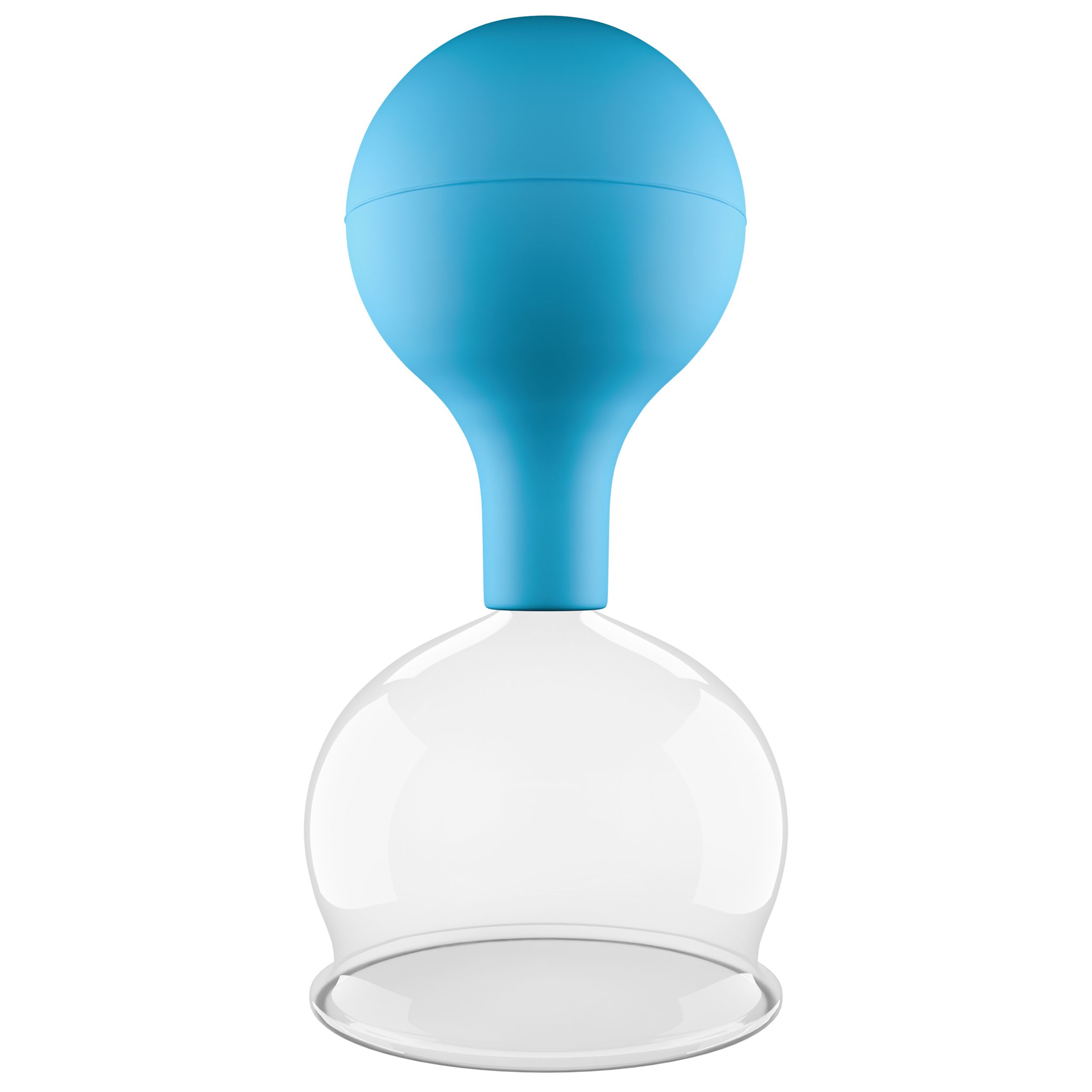 Pulox Schröpfglas aus Echtglas mit Saugball - 62mm in Blau