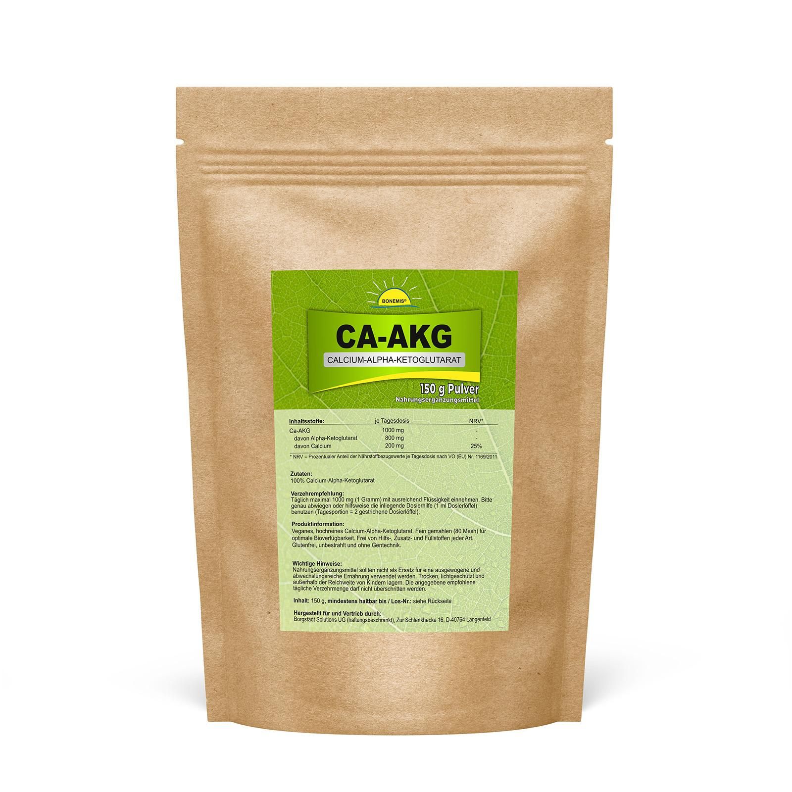Bonemis® Ca-AKG (Calcium-Alpha-Ketoglutarat), hochrein, vegan, ohne Zusätze, im Beutel 0,15 kg Pulver