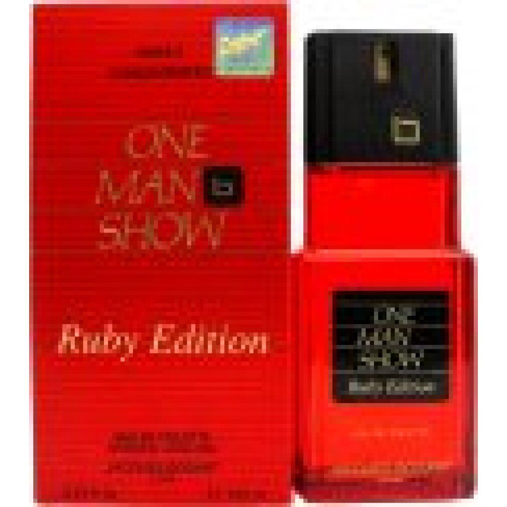 Roter Karton und Flakon. Aufschrift "ONE MAN SHOW Ruby Edition". Flakon mit schwarzem Deckel.