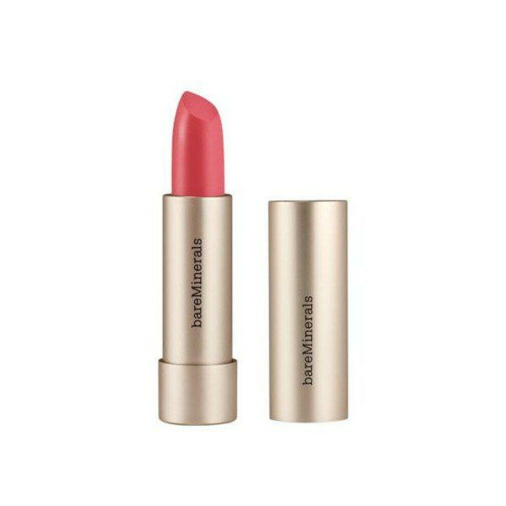 Lippenstift in Goldhülse, geöffnet. Rosa Lippenstiftspitze. Marke: bareMinerals.