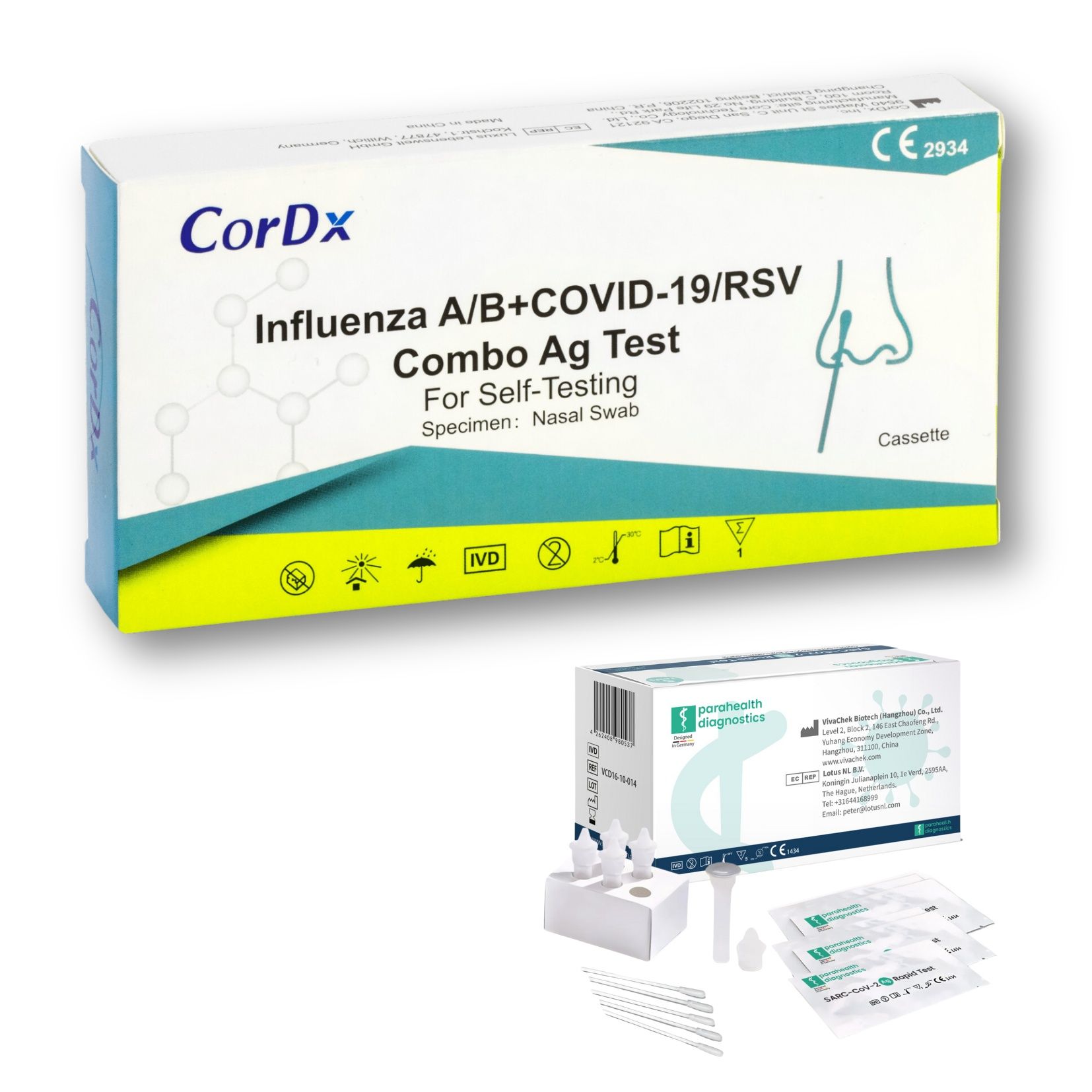 CorDx Kombi-Scnhelltest (Covid & Influenza & RSV) | GRATIS parahealth Corona Tests