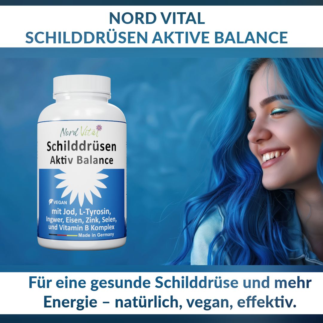 Nord Vital Schilddrüsen-Aktiv-Balance -13-in-1-Komplex mit Jod, L-Tyrosin, Ingwer, Selen, Eisen, uvm