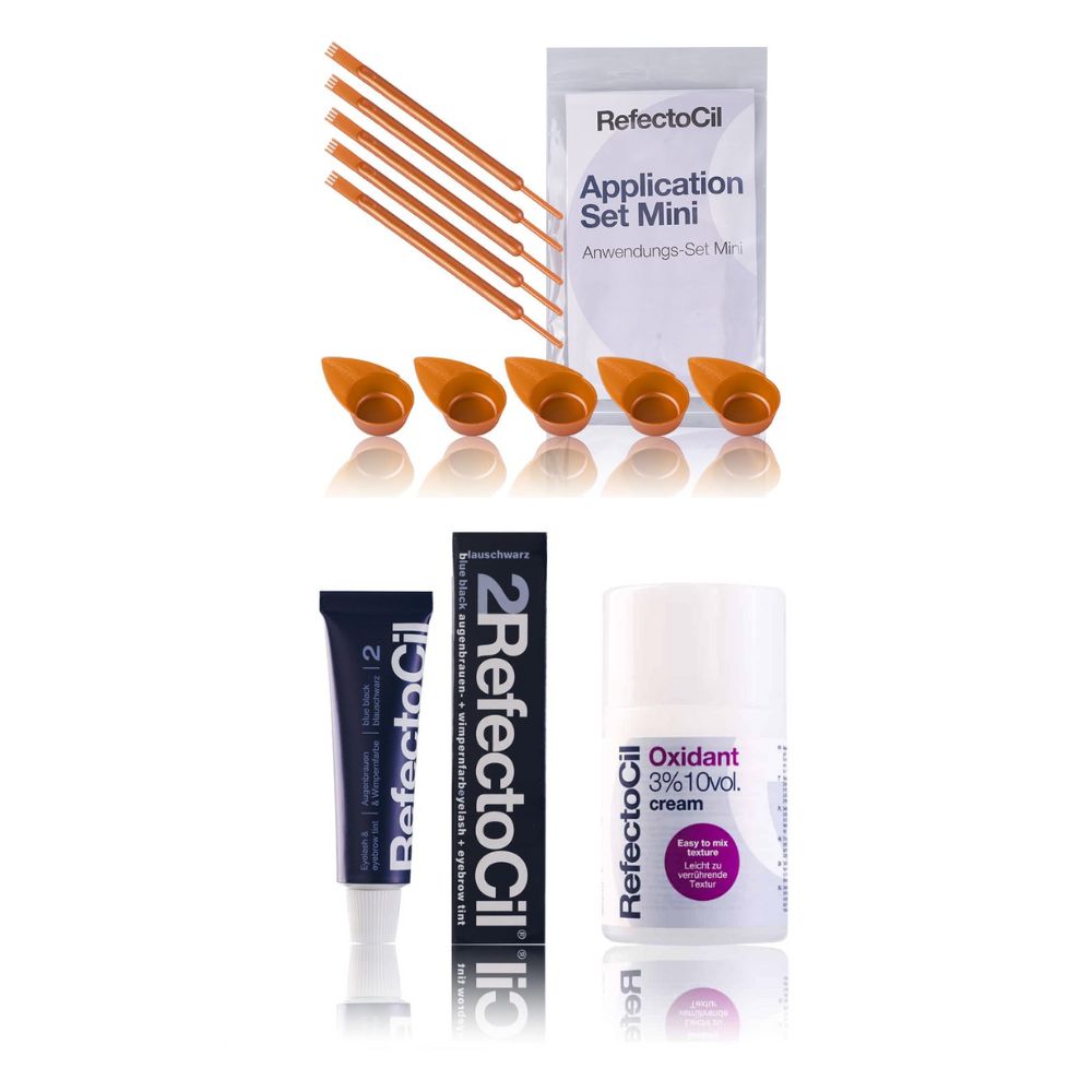 Refectocil Wimpernfarbe blauschwarz 2 & Oxidant Creme 3% Mini-Anwendungs Set 15 ml