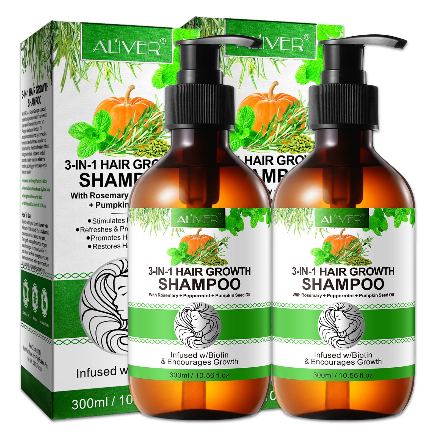 ALIVER 3-in-1 Rosmarin Minze Kürbis Haarshampoo