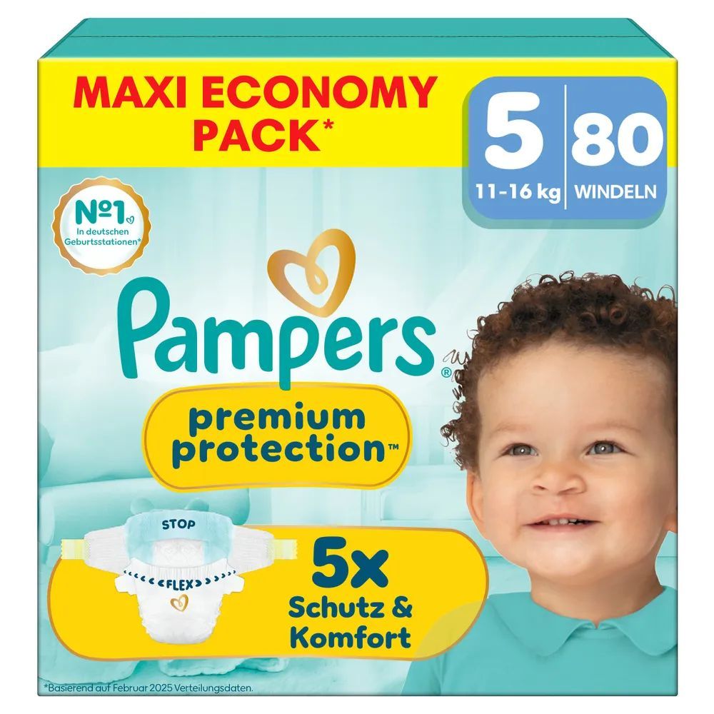 Pampers Premium Protection Gr.5 Junior 11-16kg Maxi Windeln Eco Pack 80 St