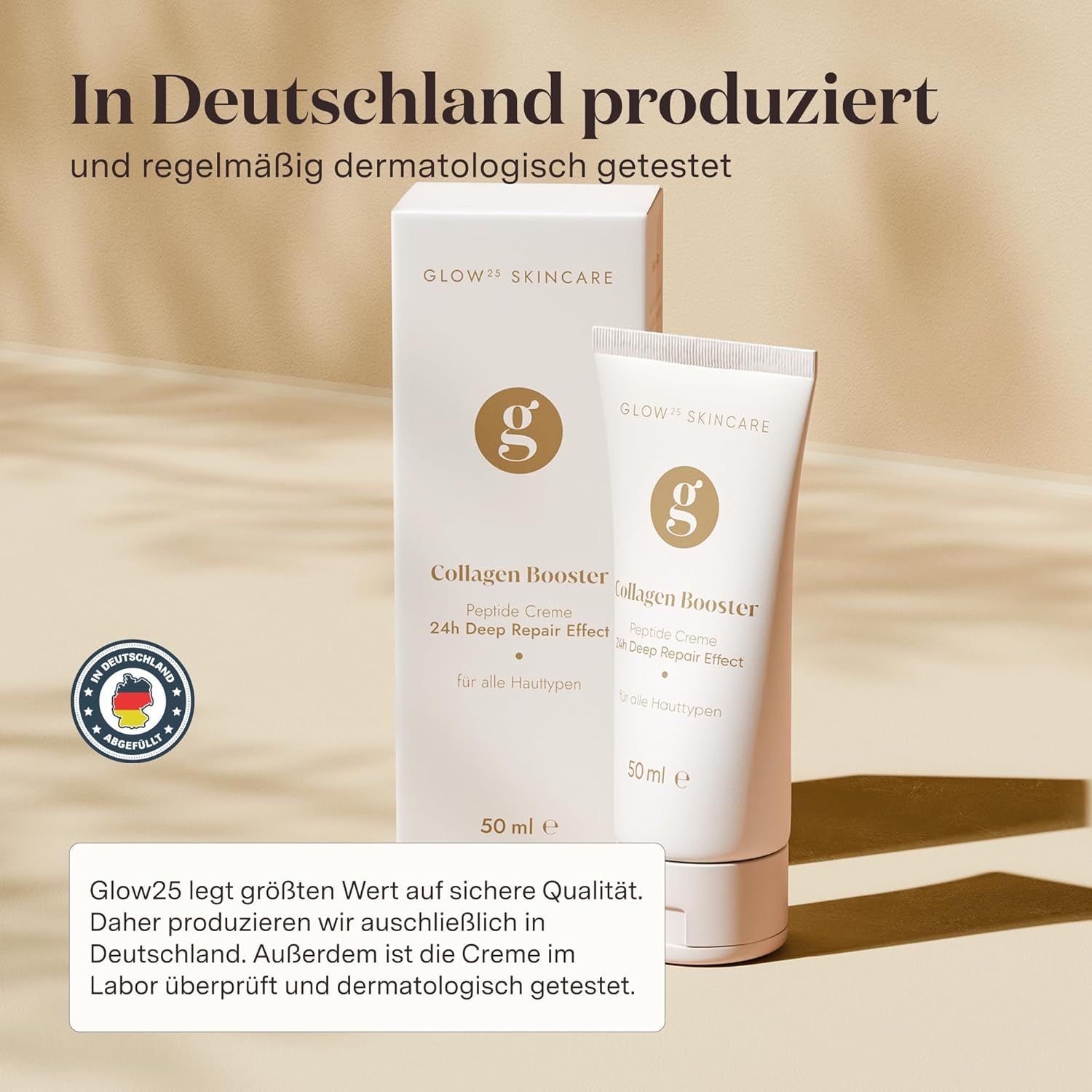 Glow25® Kollagen Booster Creme [50 ml] | Gesichtscreme | mit Hyaluronsäure und Vitamin C