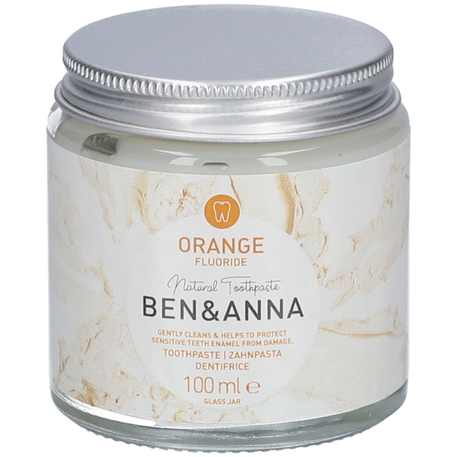 Ben & Anna Natural Toothpaste Glass Jar Orange Fluoride