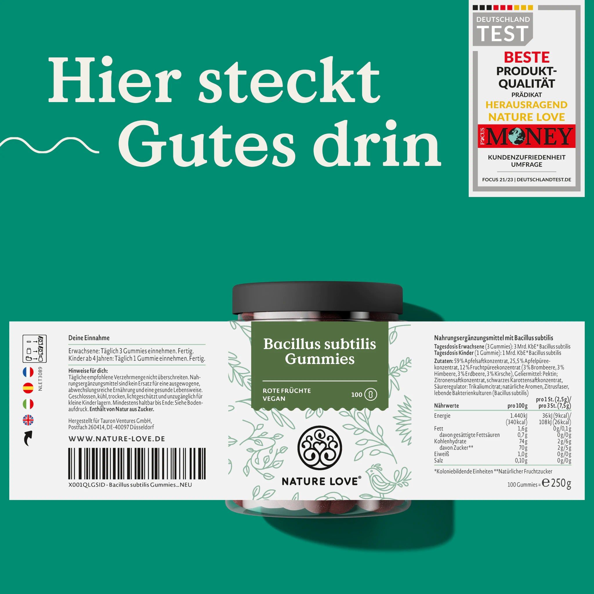 Nature Love® Bacillus subtilis 100 St Gummibärchen