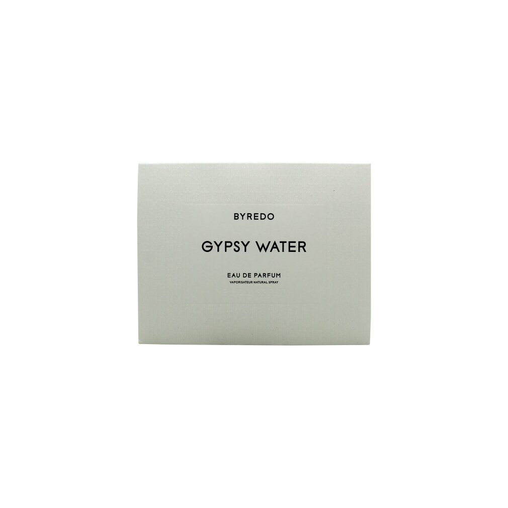 Weißer Karton. Aufschrift: BYREDO, GYPSY WATER, Eau de Parfum.