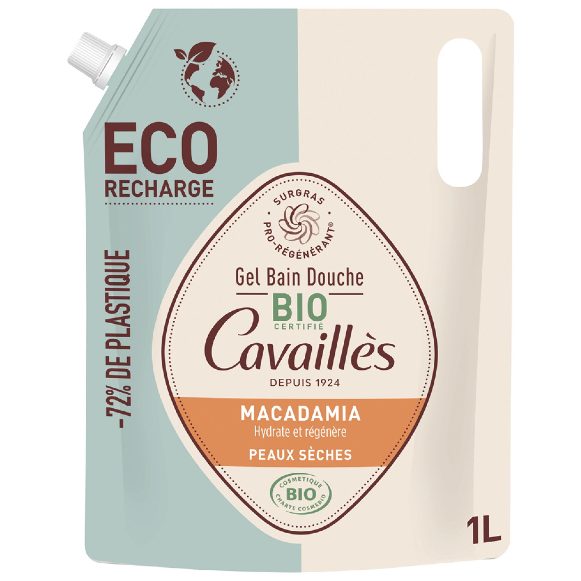 Rogé Cavaillès Bade- und Duschgel Trockene Haut Macadamia Organic Öko-Refill 15x8x24,5 cm