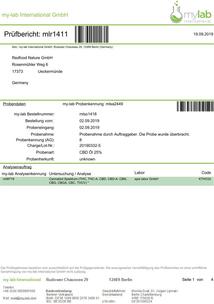 Redfood® CBD ÖL Vollspektrum 25% - 10 ml