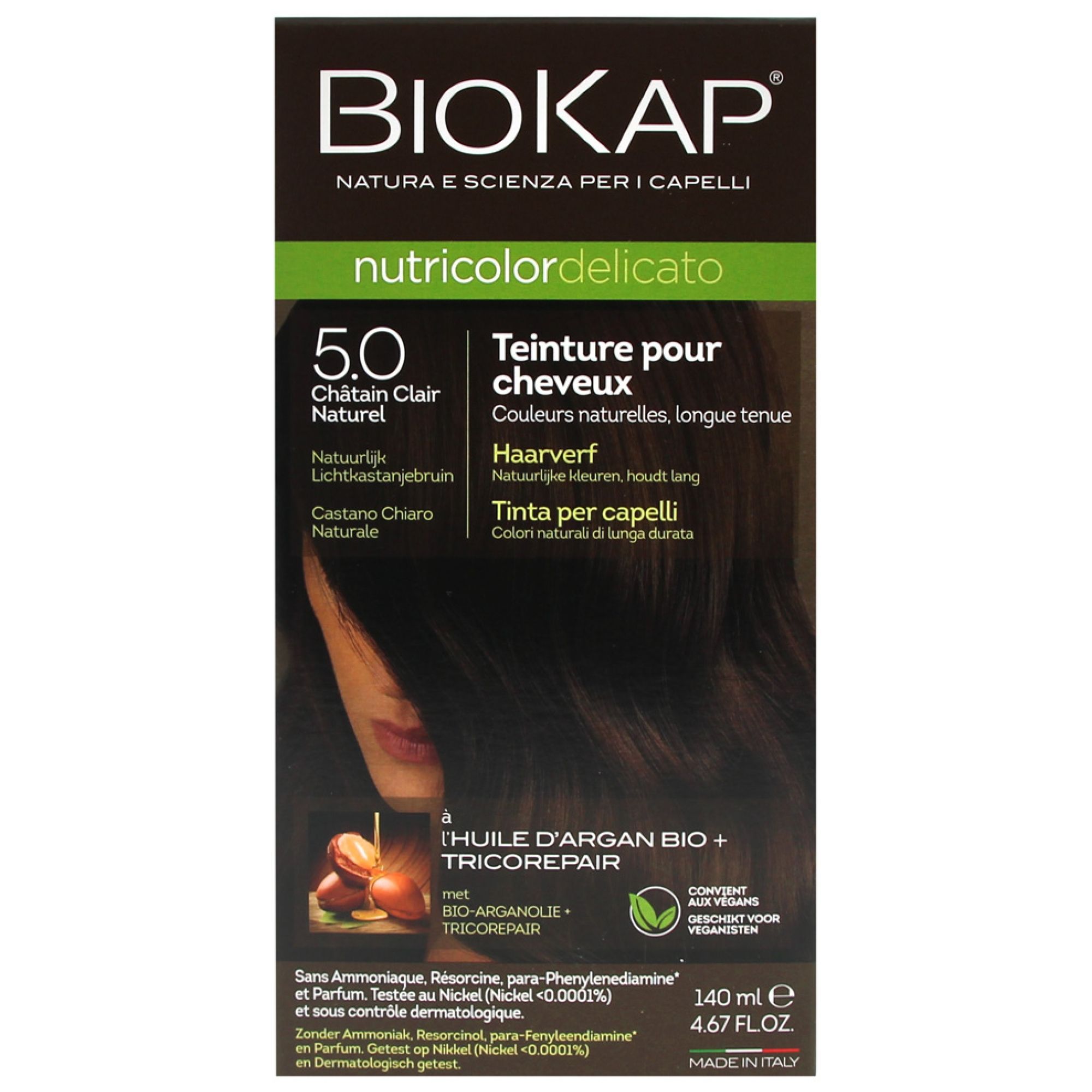 Biokap Nutricolor Delicato Permanent Tint (Haarfärbung : Kastanienbraun) 7,5x6x17 cm