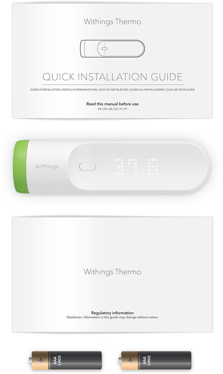 Withings Thermometer weiß WLAN Bluetooth Akku Grad Celsius Infrarot-Sensor