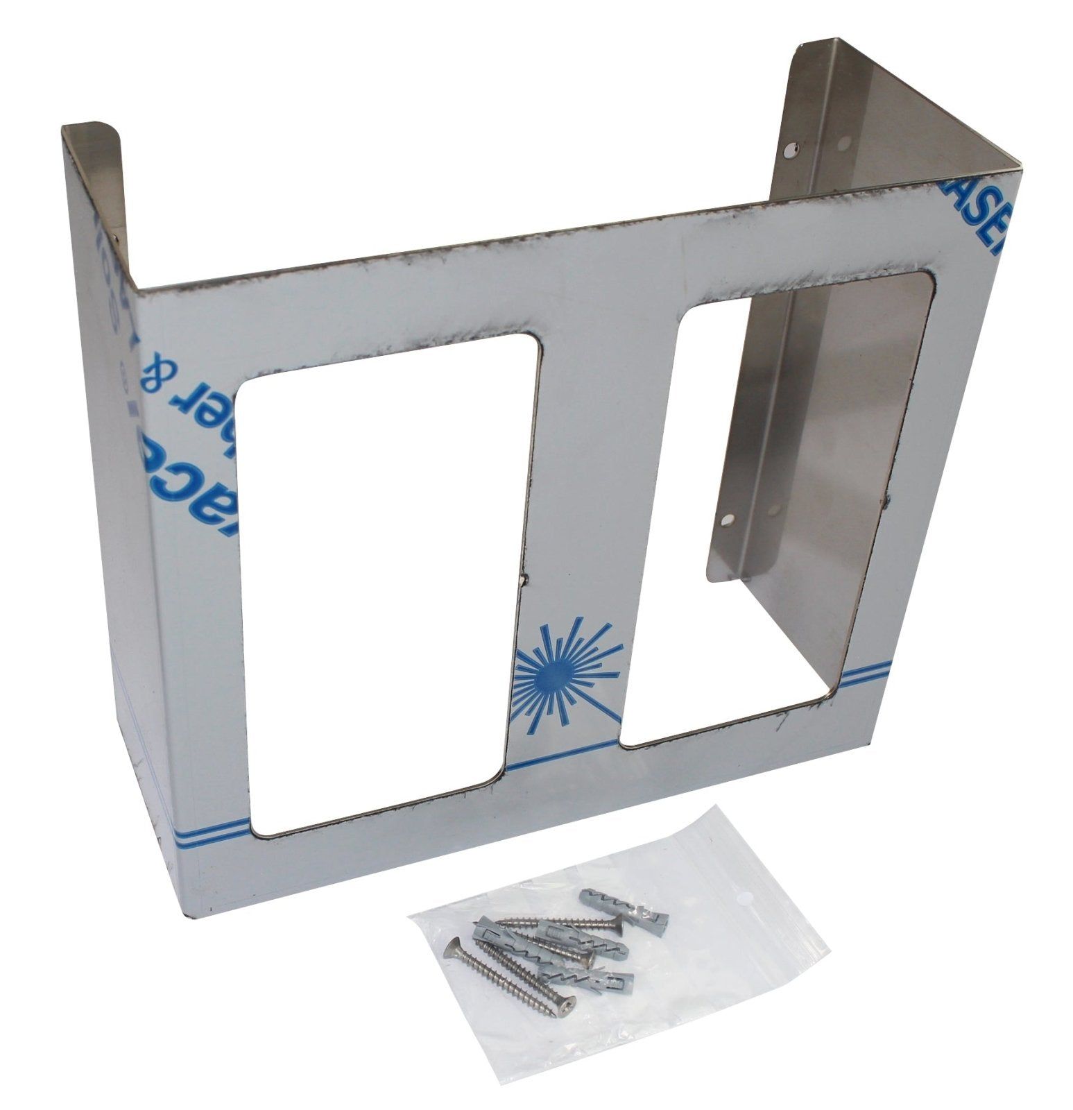 Medi-Inn Edelstahlspender für Mundschutz 8,5 cm x 21,5 cm x 19,5 cm silber für zwei Packungen
