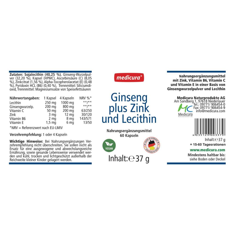 MEDICURA AG Ginseng + Zink + Lecithin