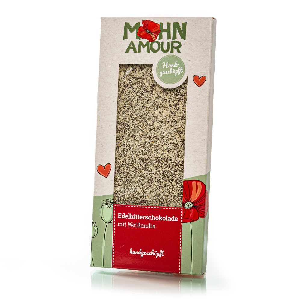 Bio Edelbitterschokolade mit Weißmohn 100 g
