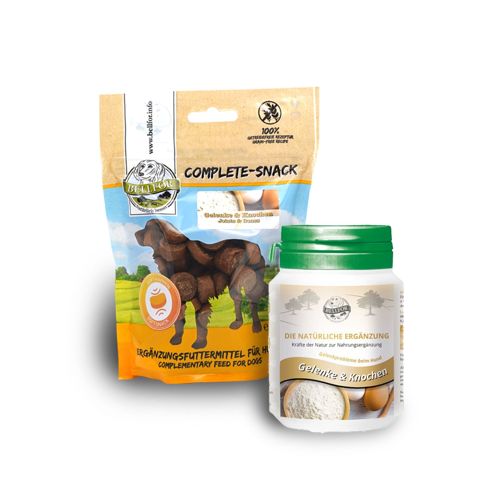 Bellfor Gelenke und Knochen Sparset für Hunde - Kapseln + Complete-Snack 210 g Set