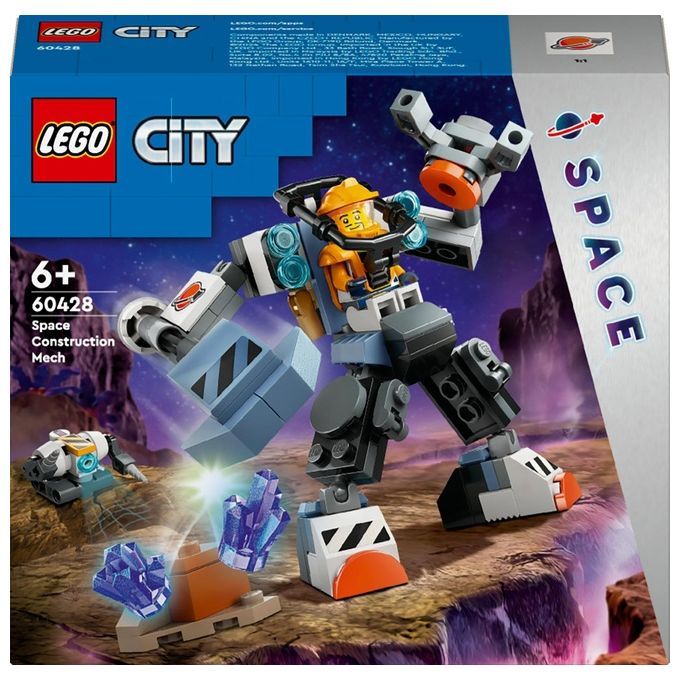 LEGO City 60428 Mech di Costruzione Spaziale, Giochi per Bambini di 6+ Anni, Tuta Snodabile con Min