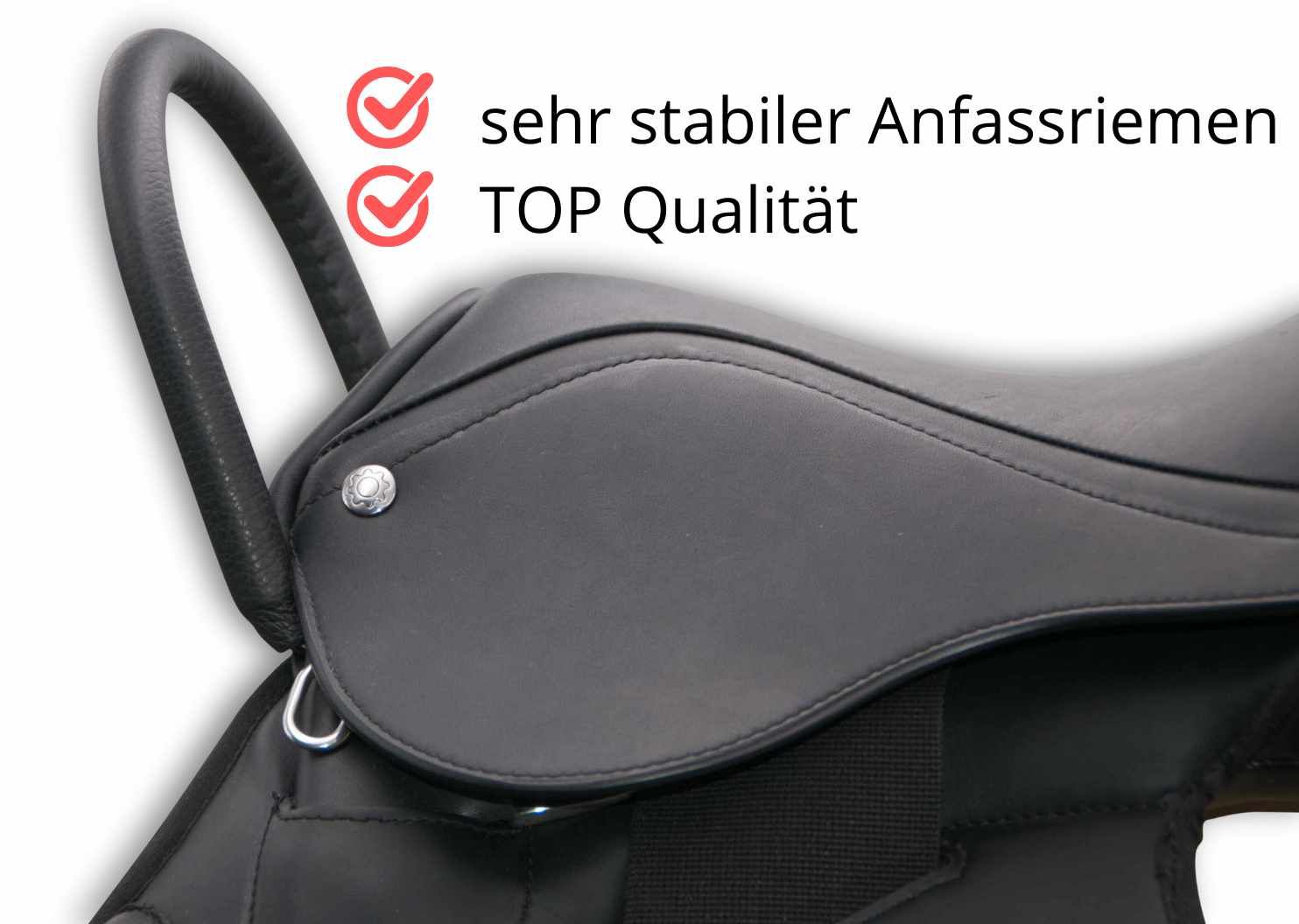 AMKA Pony Sattel mit stabilem Haltegriff Therapiereiten Reitsattel Beginner