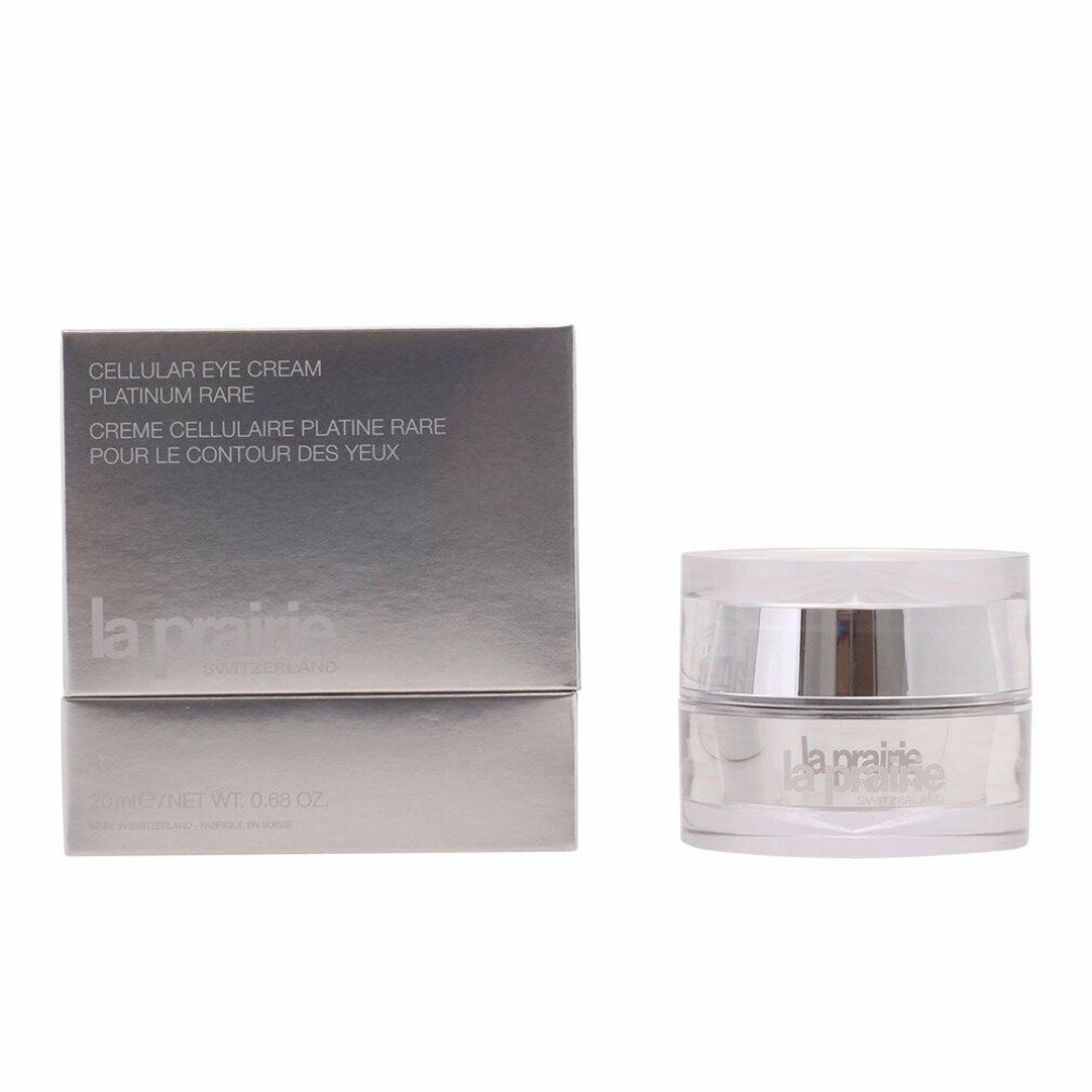 Creme-Tiegel und Schachtel. Aufschrift: Cellular Eye Cream Platinum Rare. Marke: La Prairie.