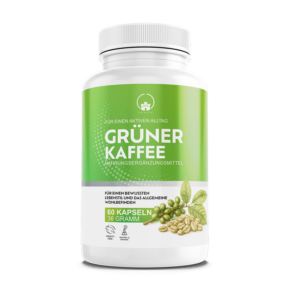 Saint Nutrition® Grüner Kaffee Kapseln 1000mg | Energie & Stoffwechsel Chlorogen - Fettverbrenner 60 St
