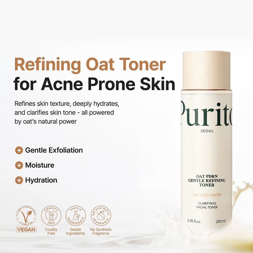 PURITO Oat PDRN Gentle Refining Toner – Sanfter, beruhigender Gesichtstoner mit Haferextrakt