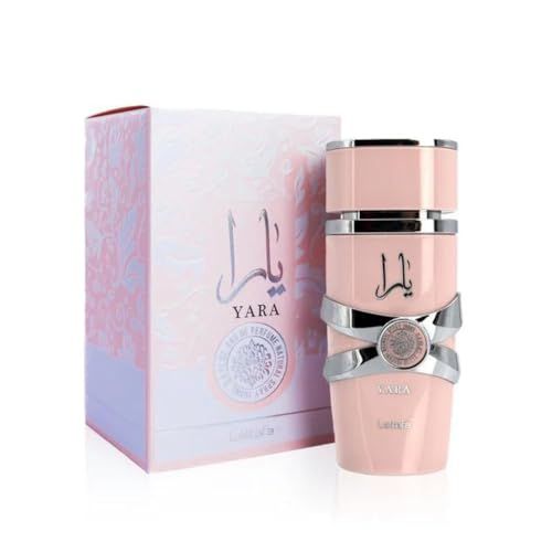 Rosa Flakon mit silberner Verzierung und Verpackung. Arabische Schriftzeichen. Lattafa.